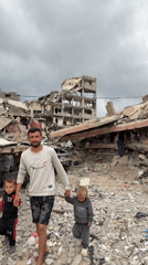Families navigate destruction in Jabalia amid damaged buildings