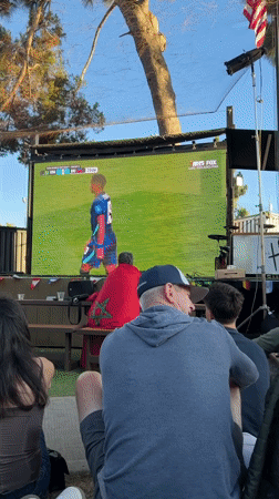 Outdoor soccer watch party at an LA bar patio