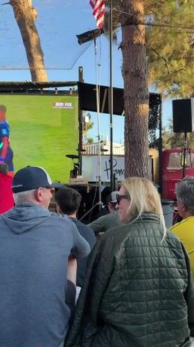 Outdoor soccer watch party at an LA bar patio
