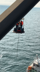 Offshore crew transfer operation conducted near Italian oil rig