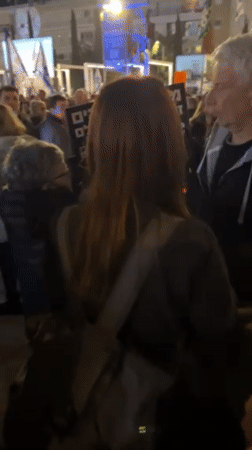 Nighttime demonstration with mixed messaging held in Tel Aviv