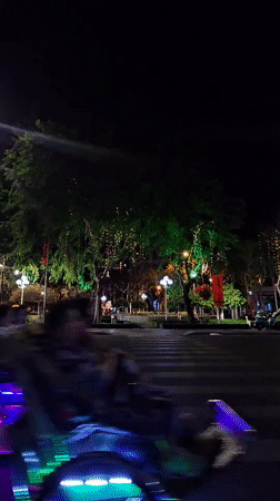 Nighttime street scene documented in Nha Trang, Vietnam