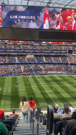 Soccer match and post-game celebration at Inglewood stadium