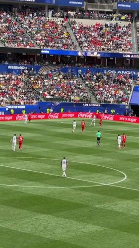 Packed stadium in Inglewood hosts red-and-white soccer match