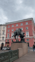 Canals, bronze horse-tamers, and grand facades in central St. Petersburg