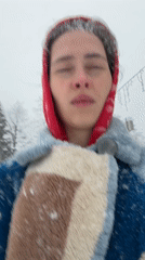 Woman in red hood spotted in snowy Yekaterinburg