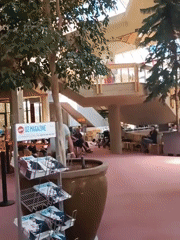 Daily life captured at modern public building complex