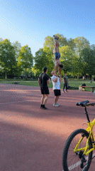 Outdoor fitness session recorded on sports court in Mannheim