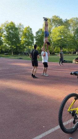 Outdoor fitness session recorded on sports court in Mannheim