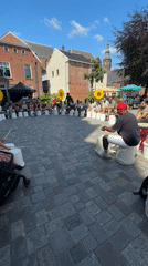 Bucket drum circle on a sunny Groningen plaza