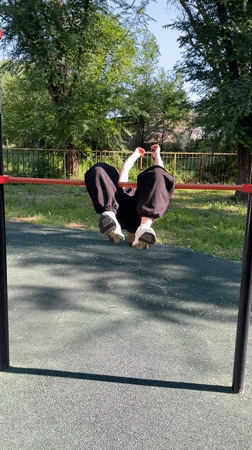 Early morning workout session at Russian park fitness area