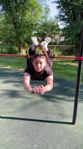 Early morning workout session at Russian park fitness area