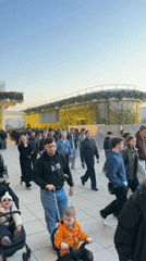 Moscow pedestrian area busy with families and strollers