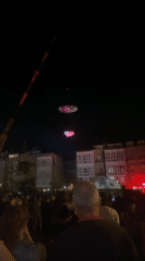 Aerial performance with suspended performers captivates crowds in Vitoria-Gasteiz