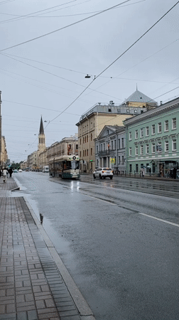 Rainy afternoon on a classic Saint Petersburg street