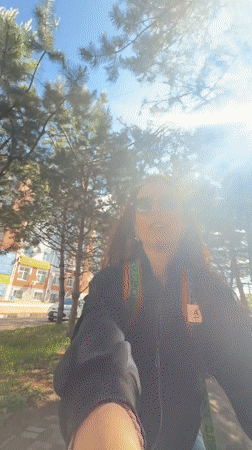 Woman documents sunny bicycle ride through Birobidzhan with selfies