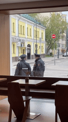 Police officers observed at Moscow crosswalk during morning patrol
