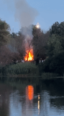 Ivana Kupala bonfire night on the Ros River, Bila Tserkva