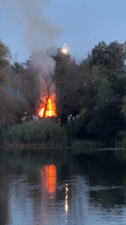 Midsummer bonfire night on the Ros River, Bila Tserkva