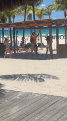 Beach activities and dancing observed at Playa del Carmen