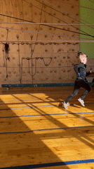 Children participate in gym activities in Chaikovsky, Russia