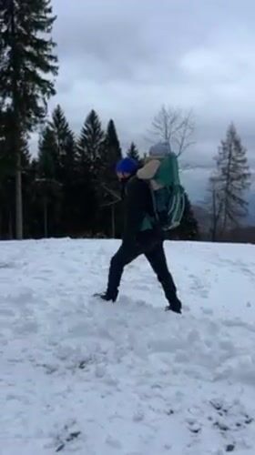 Family enjoys winter walk with young children in snowy Bellagio