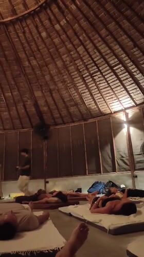 Sound bath session in a thatched pavilion, Ko Samui