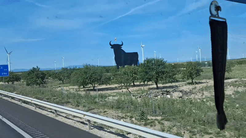 Black bull roadside structure observed near La Muela, Spain