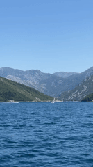 Sailboat spotted in bay waters near Donja Lastva, Montenegro