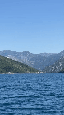 Sailboat spotted in bay waters near Donja Lastva, Montenegro