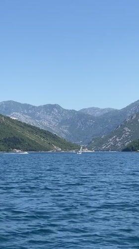Sailboat spotted in bay waters near Donja Lastva, Montenegro