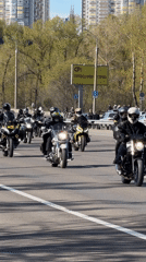 Motorcycle procession rides through Krasnoyarsk streets