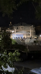 Live band performs outdoor evening concert in Asenovgrad, Bulgaria