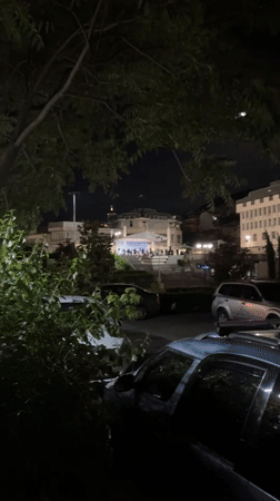 Live band performs outdoor evening concert in Asenovgrad, Bulgaria