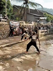 Traditional Indonesian street dance performance draws crowd in Jenawi