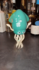 Glum squid toy spotted on bar counter in Osaka