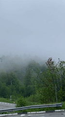 Foggy mountain landscape recorded near Estosadok ski resort