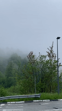 Foggy mountain landscape recorded near Estosadok ski resort