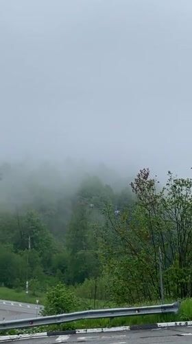 Foggy mountain landscape recorded near Estosadok ski resort