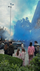 Celebration with flares, banners draws crowds in Pleven, Bulgaria
