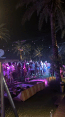 Outdoor night party draws crowds in Kosambi Barat, Indonesia