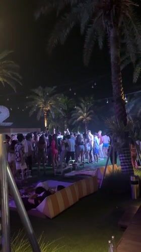 Outdoor night party draws crowds in Kosambi Barat, Indonesia
