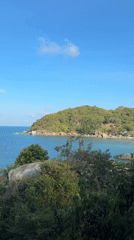 Tropical bay view recorded from high vantage point in Thailand