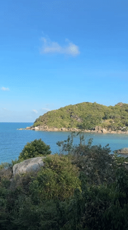 Tropical bay view recorded from high vantage point in Thailand