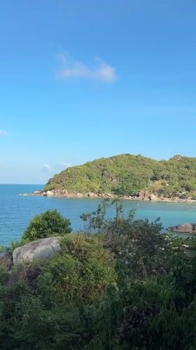 Tropical bay view recorded from high vantage point in Thailand