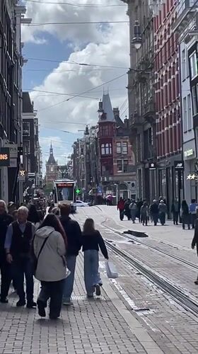 Everyday Amsterdam street life captured during sunny afternoon