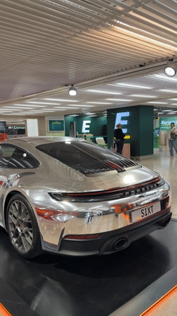 SIXT Porsche 911 on display at Frankfurt indoor venue