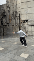 Man performs backflip at Bulgarian monument in Shumen