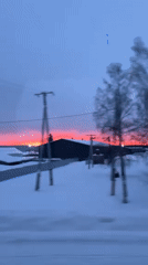 Vibrant winter sunset observed in Pokosnoe, Russia