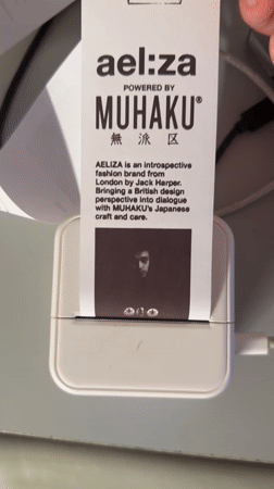Fashion brand tags printed in New York workspace